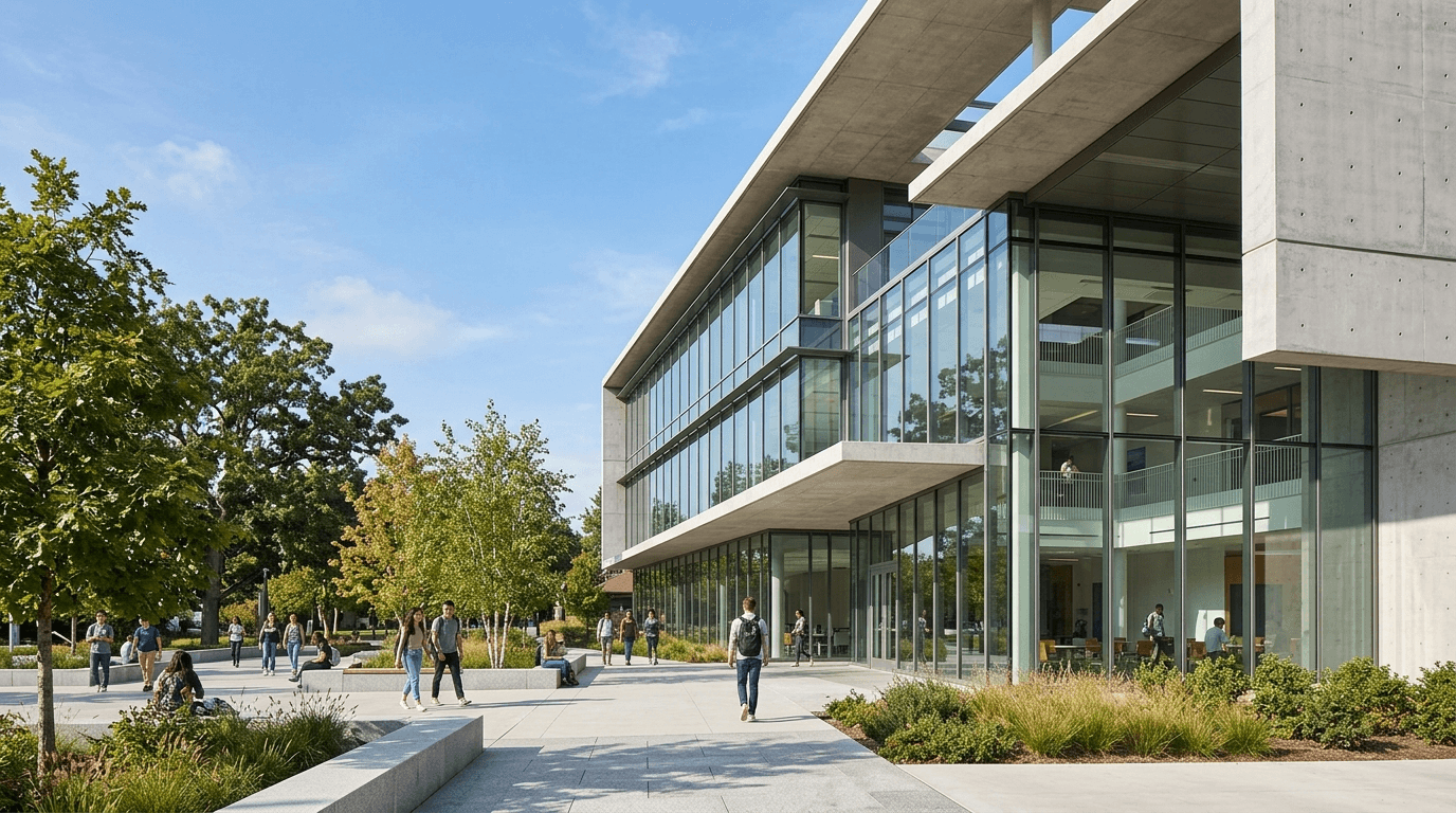 FORGE Campus Building with trees and sky